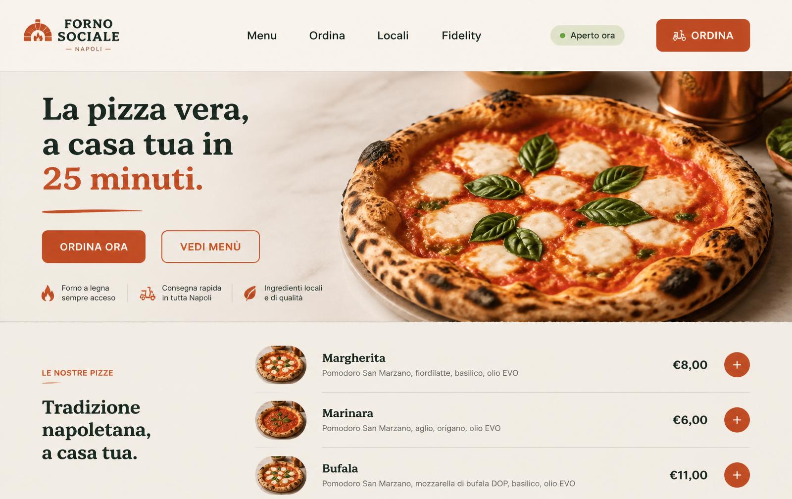 Mockup del sito web di Forno Sociale